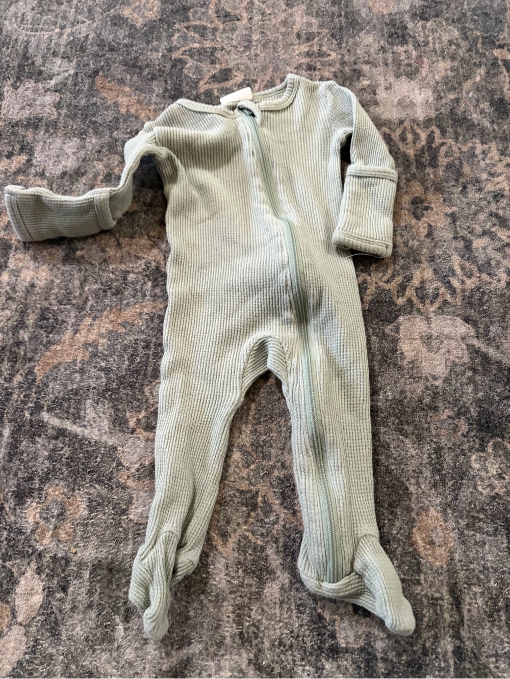 Kids Ribbed Footed One-Piece in Sage - Soft Zipper Sleeper